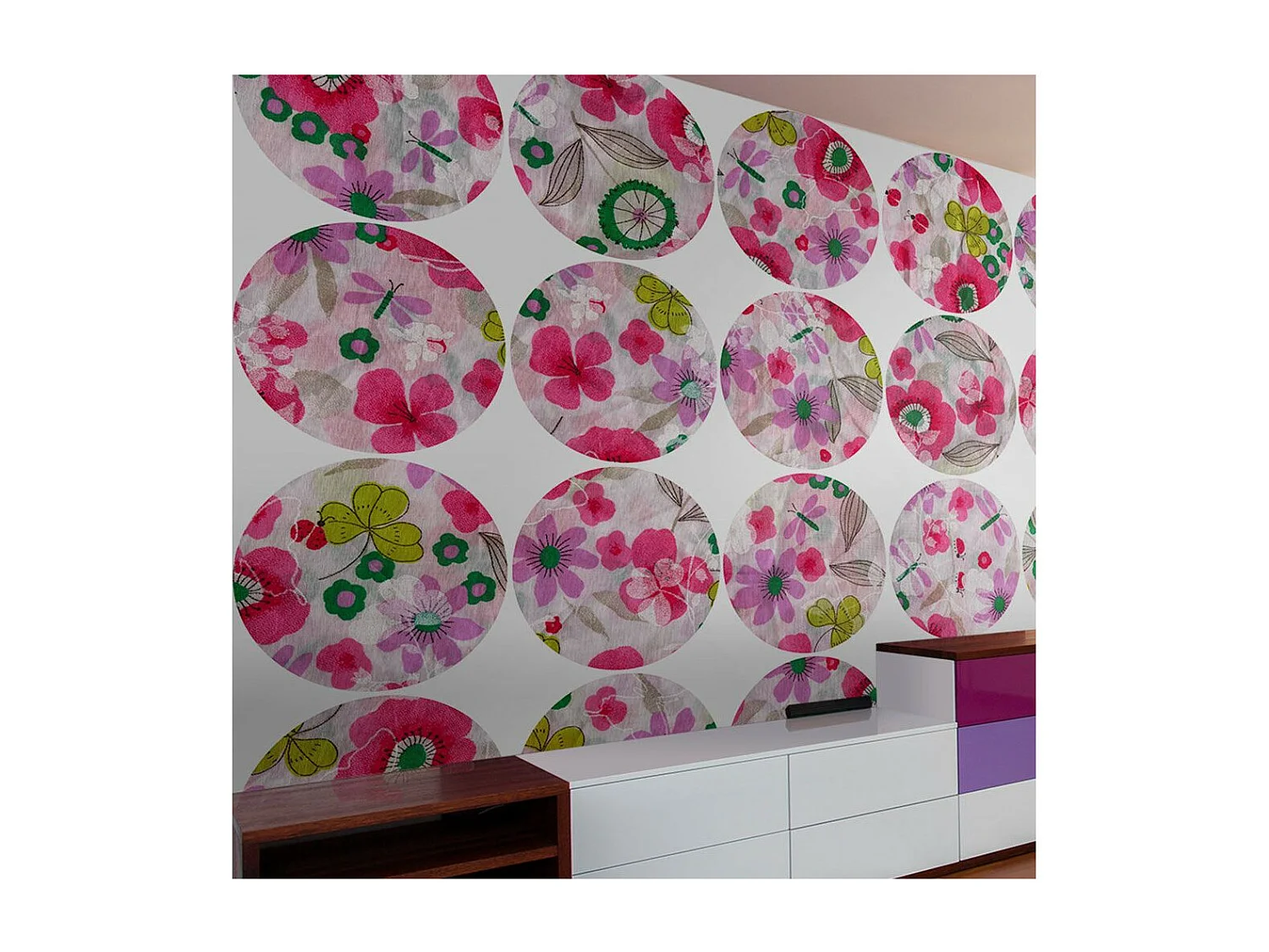 Papier Peint "Pink Meadow Circle" 50x1000cm