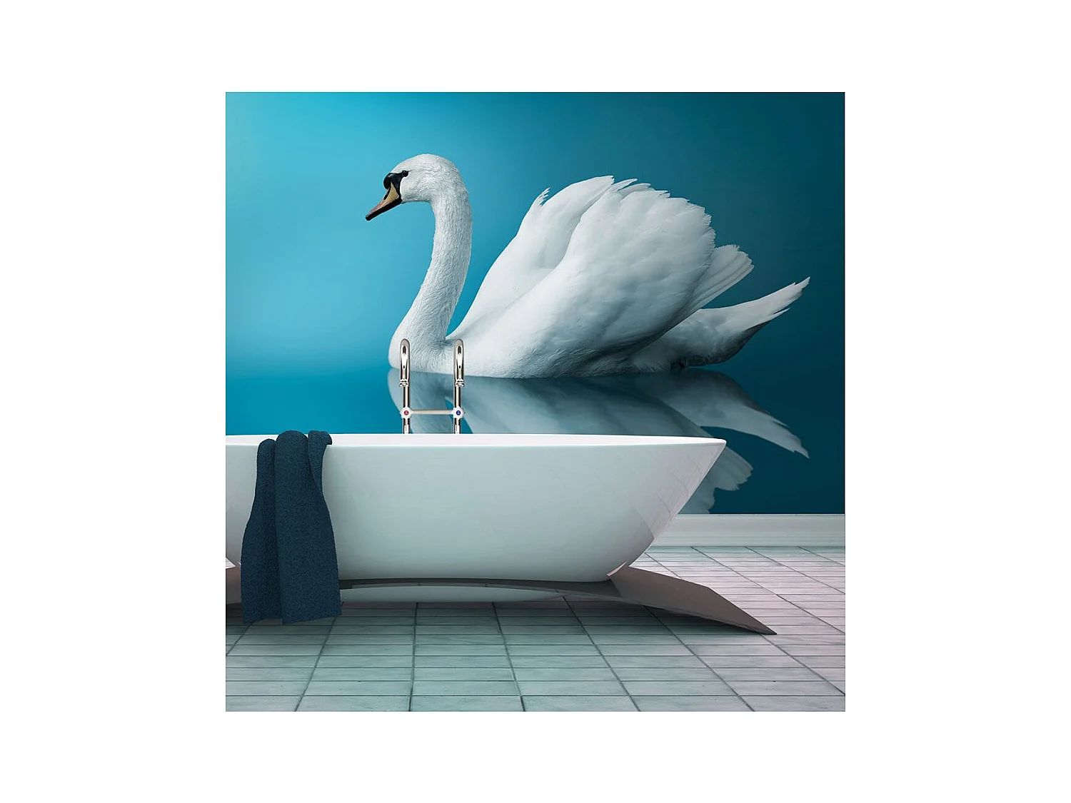 Papier Peint "Cygne Réflexion" 154 x 200 cm