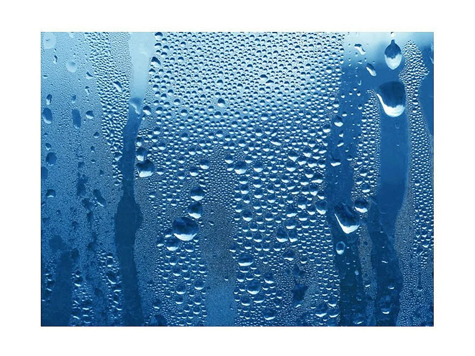 Papier Peint "Gouttes D'eau sur Verre Bleu" 270 x 350 cm