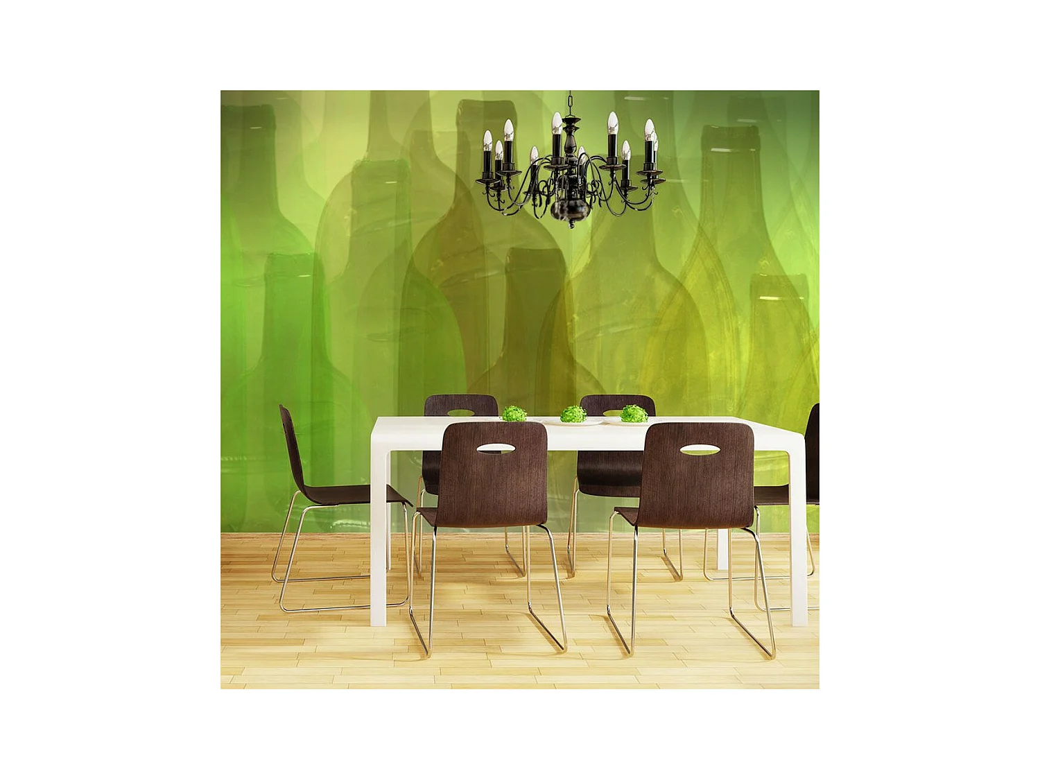 Papier Peint "Bouteilles Vertes" 193 x 250 cm