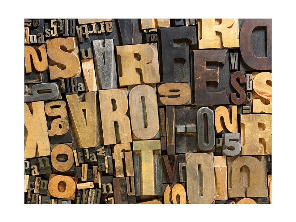 Papier Peint "Lettres en Bois" 270 x 350 cm