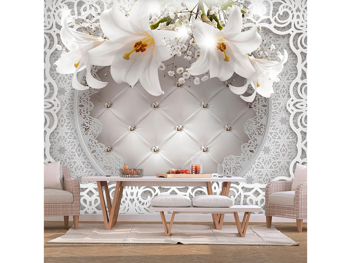 Papier Peint "Lilies & Quilted Background" 175 x 250 cm