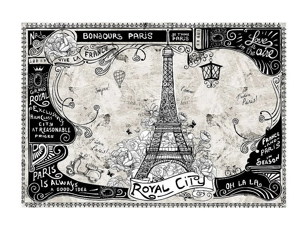 Papier Peint "Bonjour Paris" 105 x 150 cm