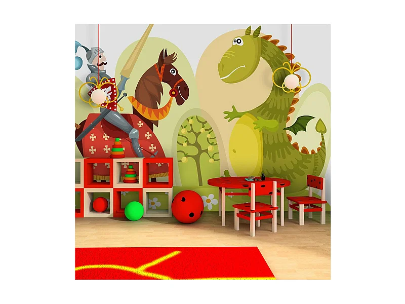 Papier Peint "Dragon & Chevalier" 270 x 350 cm