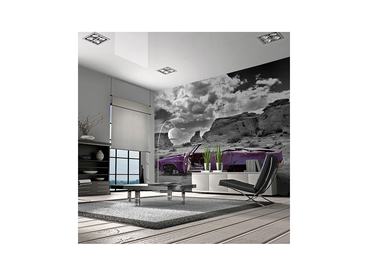 Papier Peint "Voiture Rétro sur le Désert du Colorado" 193 x 250 cm