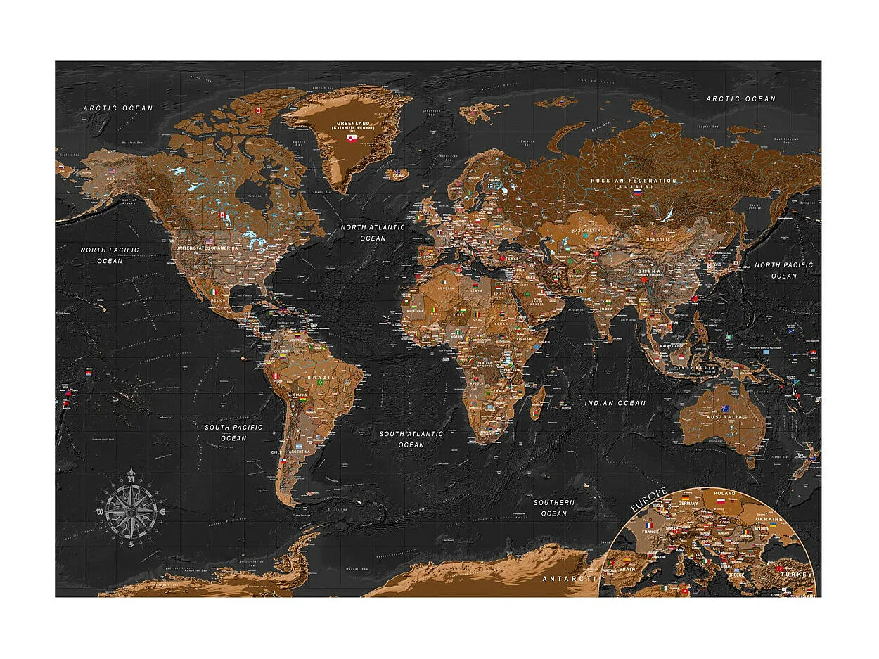 Papier Peint "World : Stylish Map" 105 x 150 cm