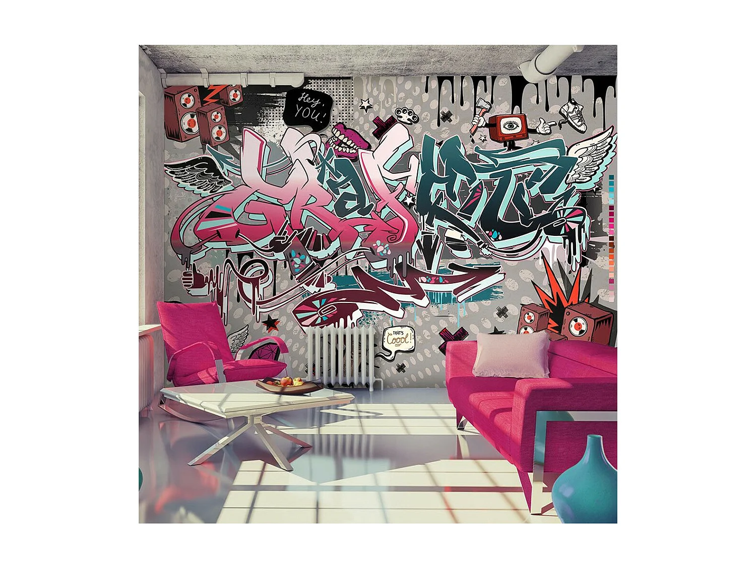 Papier Peint "Graffiti : Hey You!" 105 x 150 cm