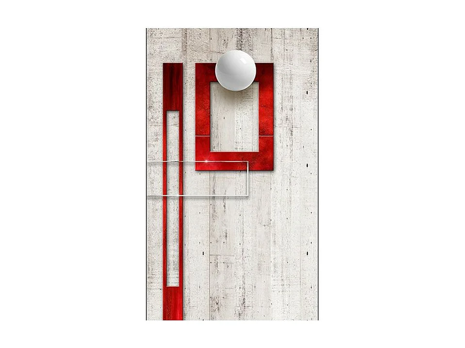 Papier Peint "Concrete, Red Frames & White Knobs" 50x1000cm