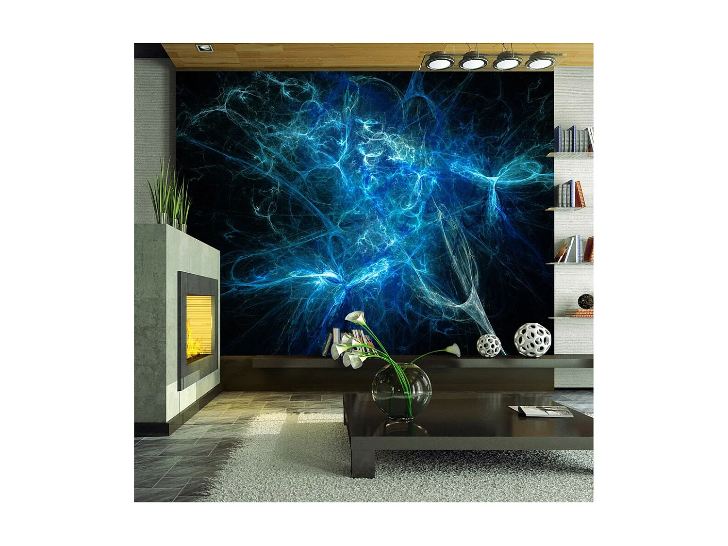 Papier Peint "Éclairs Bleus" 154 x 200 cm