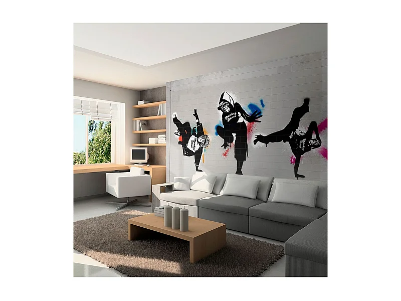 Papier Peint "Monkey Dance Street Art" 154 x 200 cm