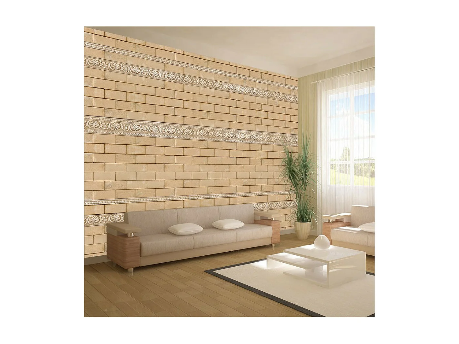 Papier Peint "Mur avec Ornements" 140 x 200 cm