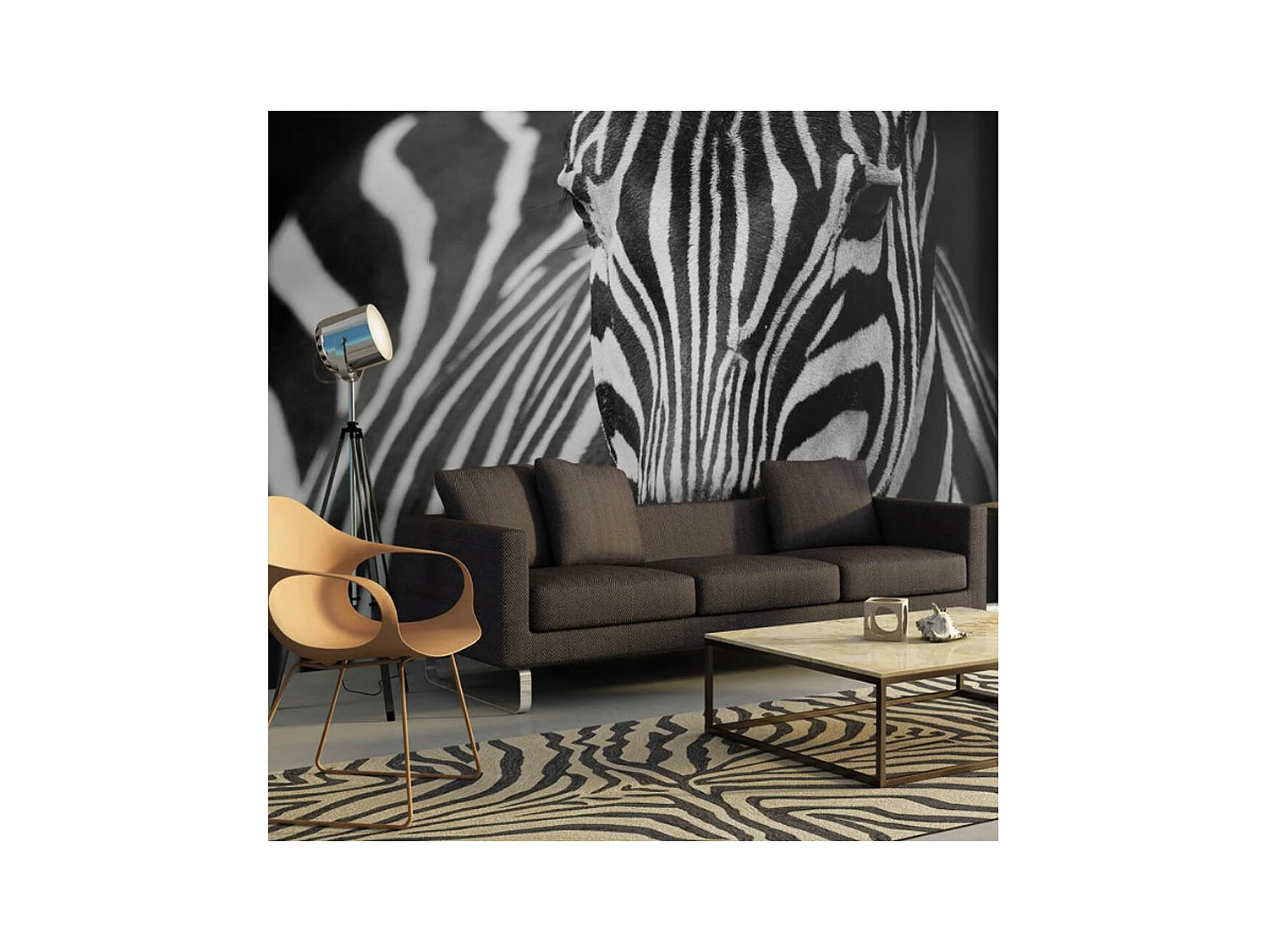 Papier Peint "Blanc à Rayures Noires" 270 x 350 cm