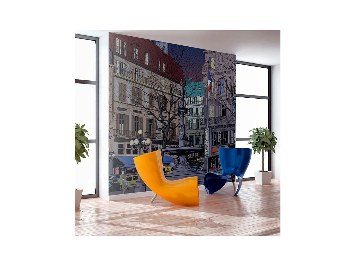 Papier Peint "Une Place Parisienne au Crépuscule" 270 x 350 cm