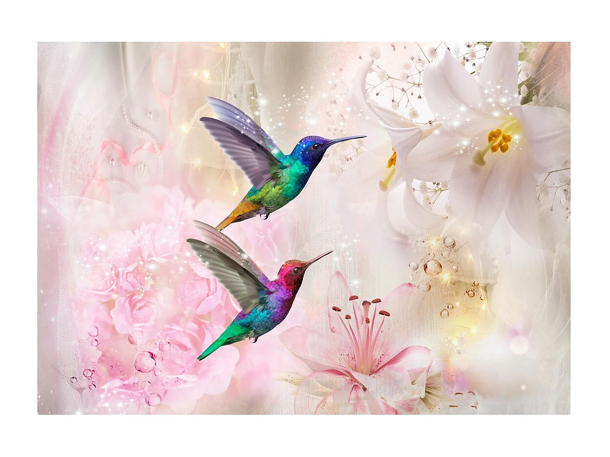 Papier Peint "Colourful Hummingbirds Pink" 245 x 350 cm