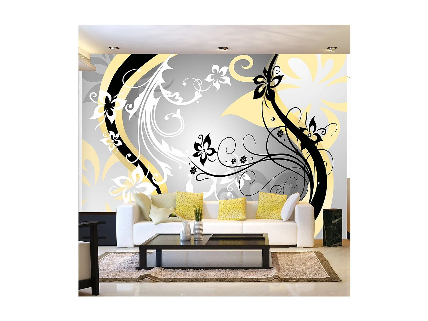 Papier Peint "Art Flowers Yellow" 245 x 350 cm