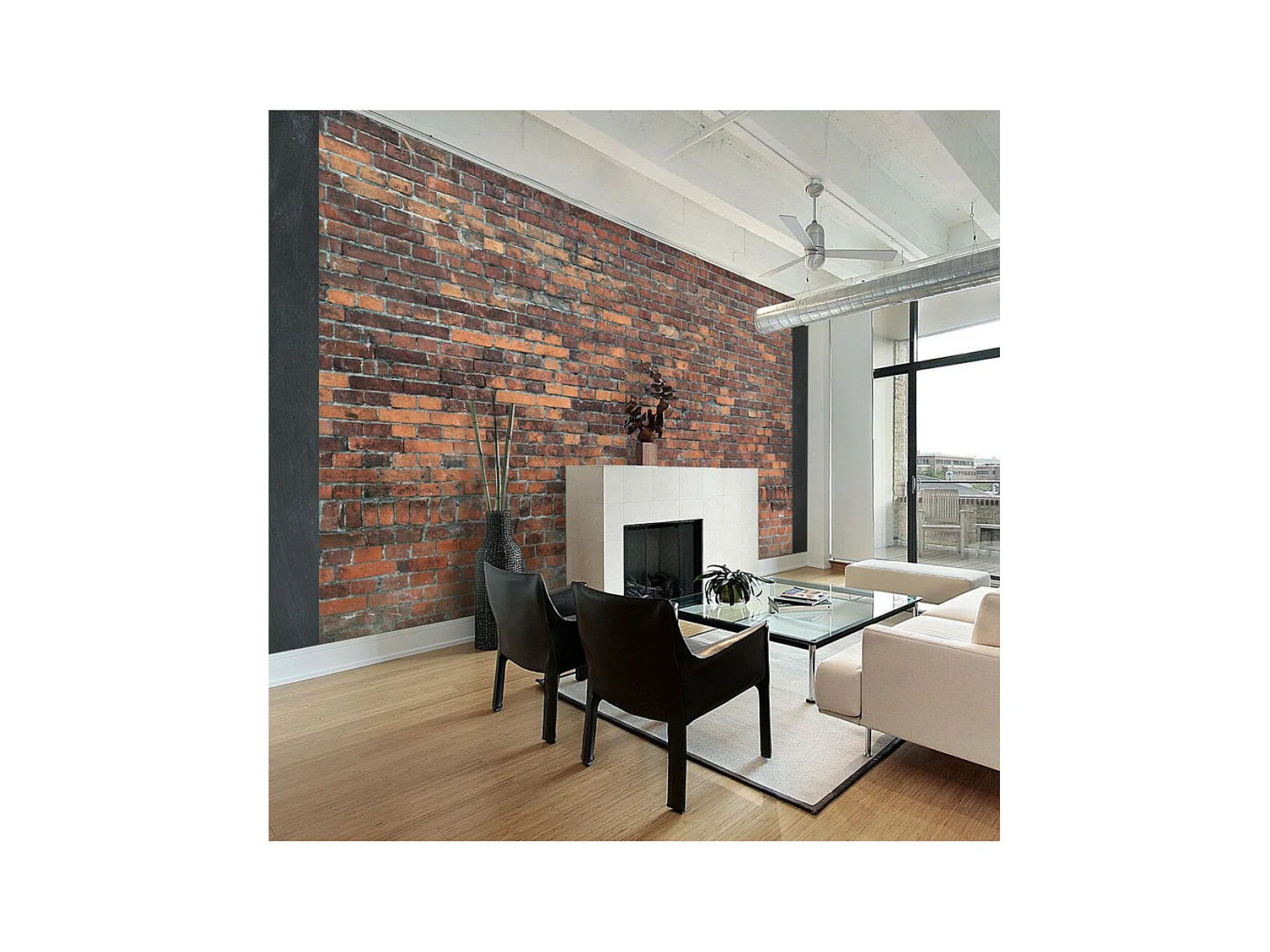 Papier Peint "Vintage Wall Red Brick" 140 x 200 cm