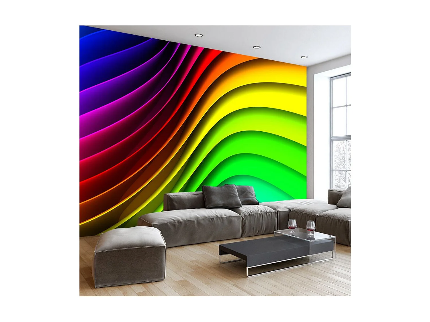 Papier Peint "Rainbow Waves II" 70 x 100 cm