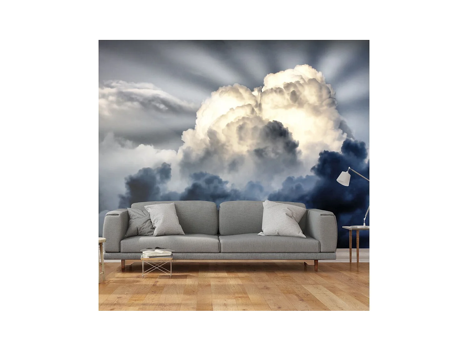 Papier Peint "Rayons de Soleil sur un Ciel Nuageux" 154 x 200 cm