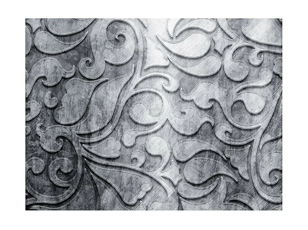 Papier Peint "Fond Argenté avec Motif Floral" 270 x 350 cm