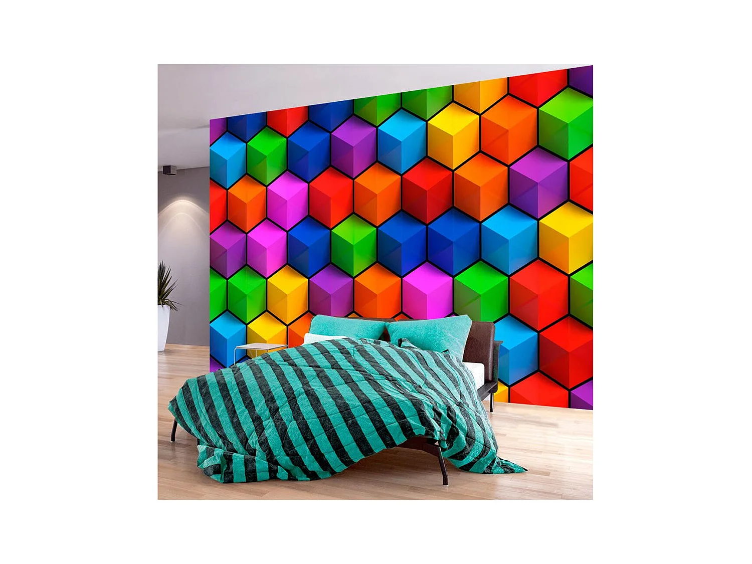 Papier Peint "Colorful Geometric Boxes" 140 x 200 cm
