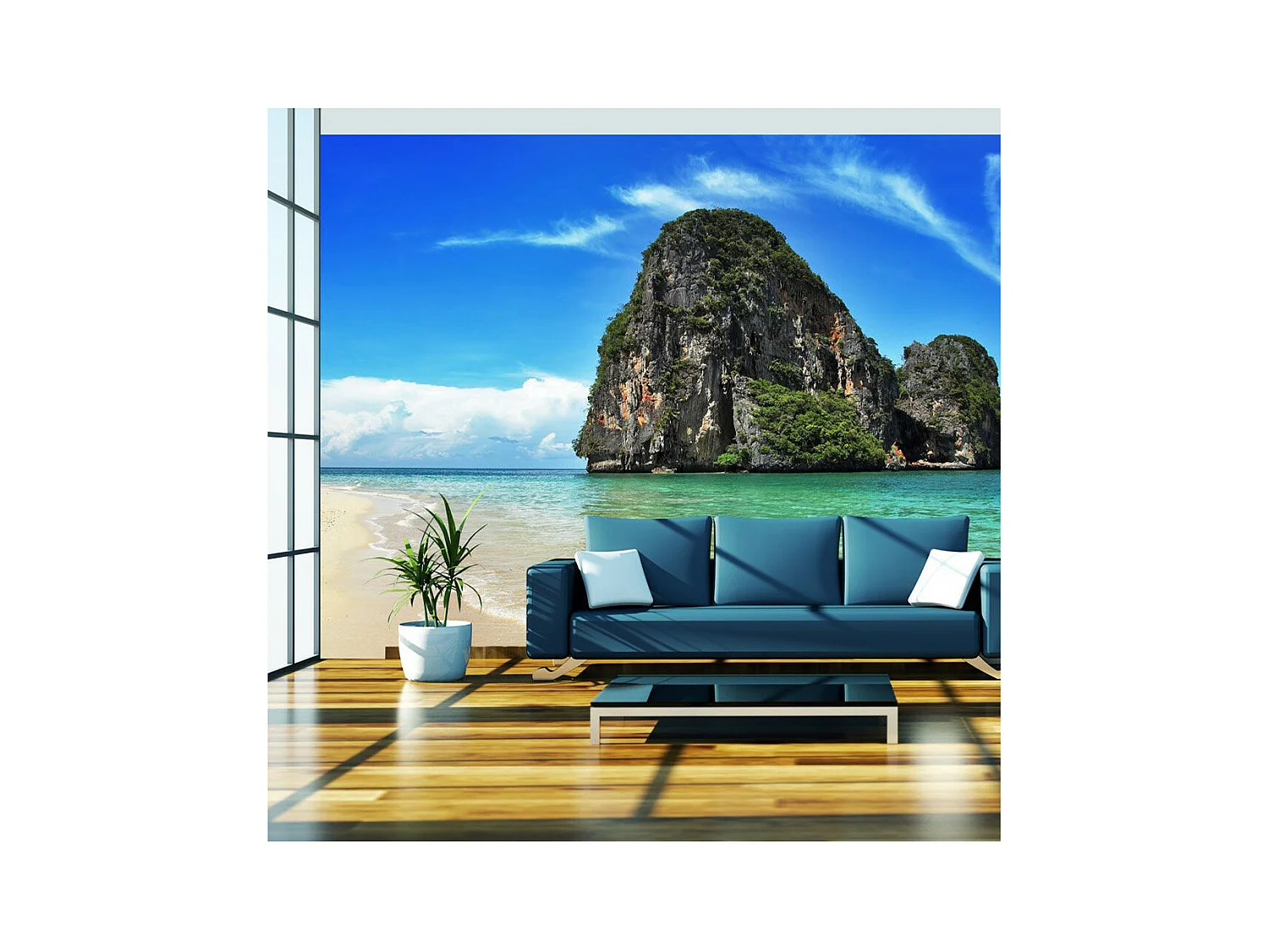 Papier Peint "Paysage Exotique Plage Railay Thaïlande" 270 x 350 cm