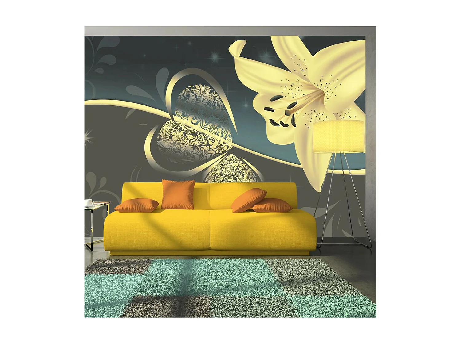 Papier Peint "Lily in Shades of Gray" 70 x 100 cm