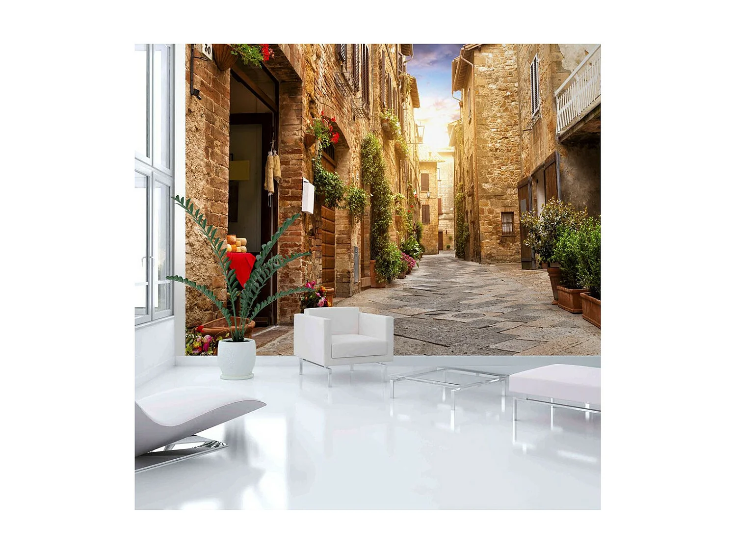 Papier Peint "Colourful Street in Tuscany" 140 x 200 cm