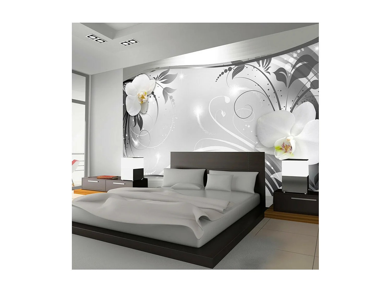 Papier Peint "Abstraction en Argent" 140 x 200 cm