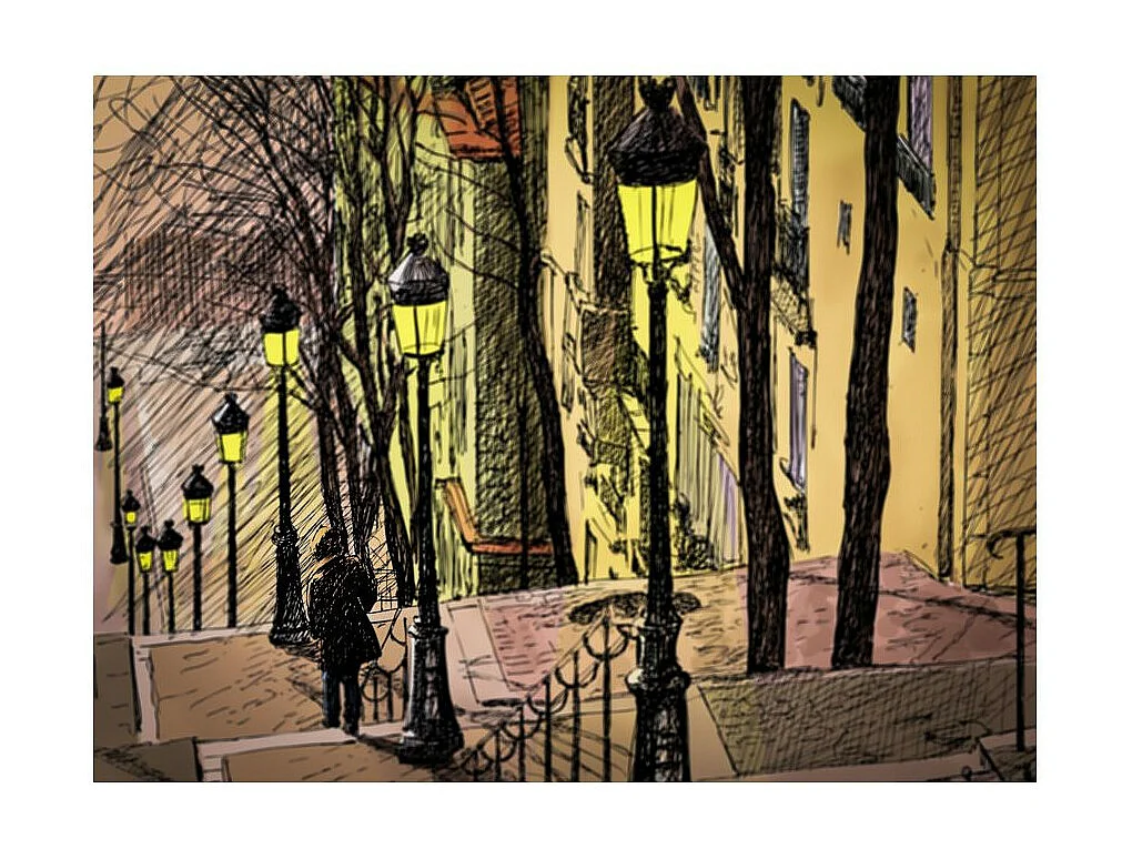 Papier Peint "Lonely Walk Through Montmartre" 270 x 350 cm