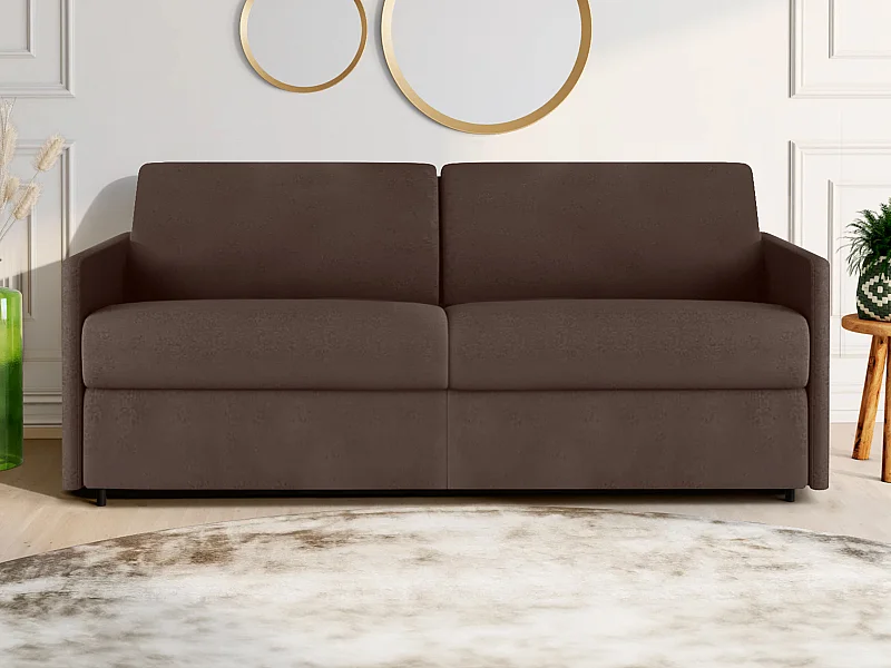 Schlafsofa 4-Sitzer - Liegefläche: 160 cm - Matratzenhöhe: 18 cm - Stoff - Braun - CALIFE