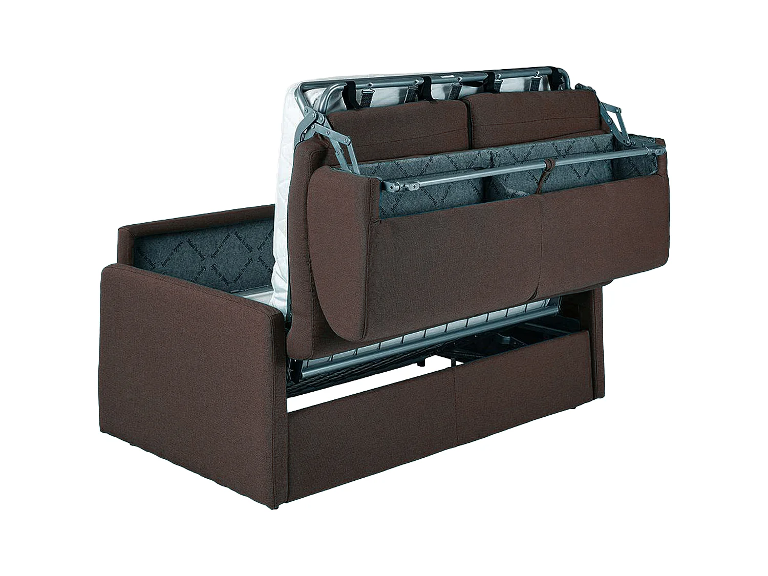 Canapé 4 places convertible express en tissu marron - Couchage 160 cm - Matelas 18 cm CALIFE