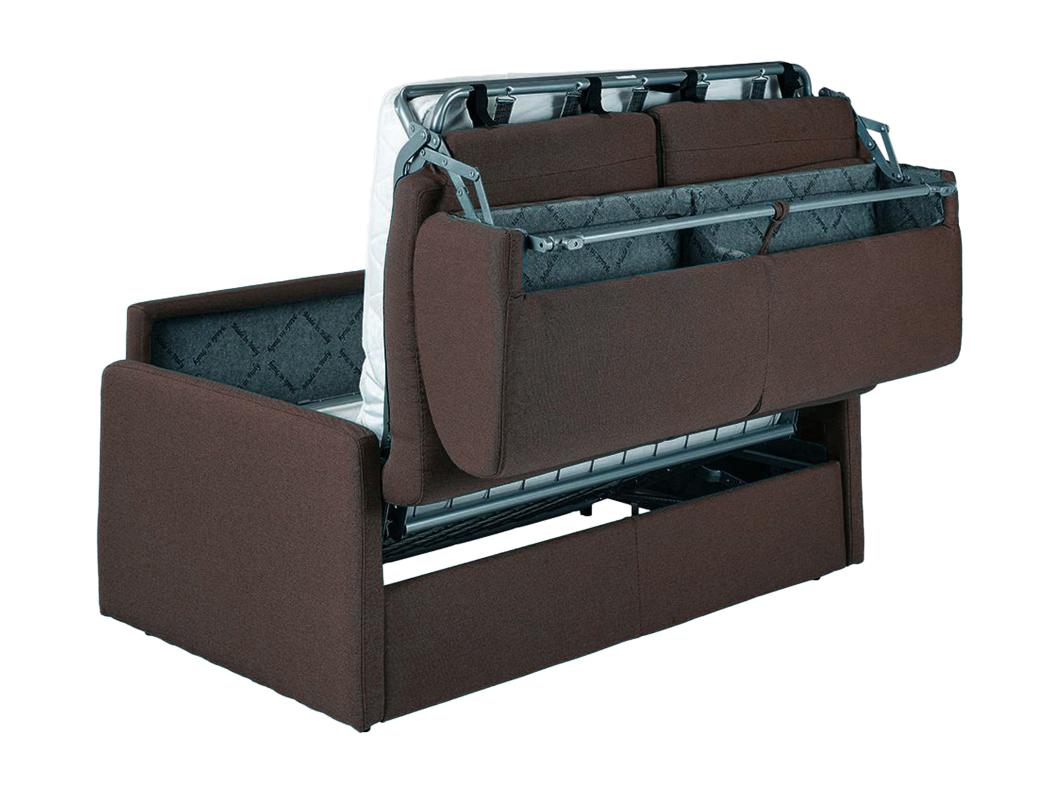 Kanapa 4-osobowa z ekspresowym mechanizmem rozkładania z tkaniny CALIFE - Kolor: brązowy - Wymiary miejsca do spania: 160 cm - Materac 18 cm