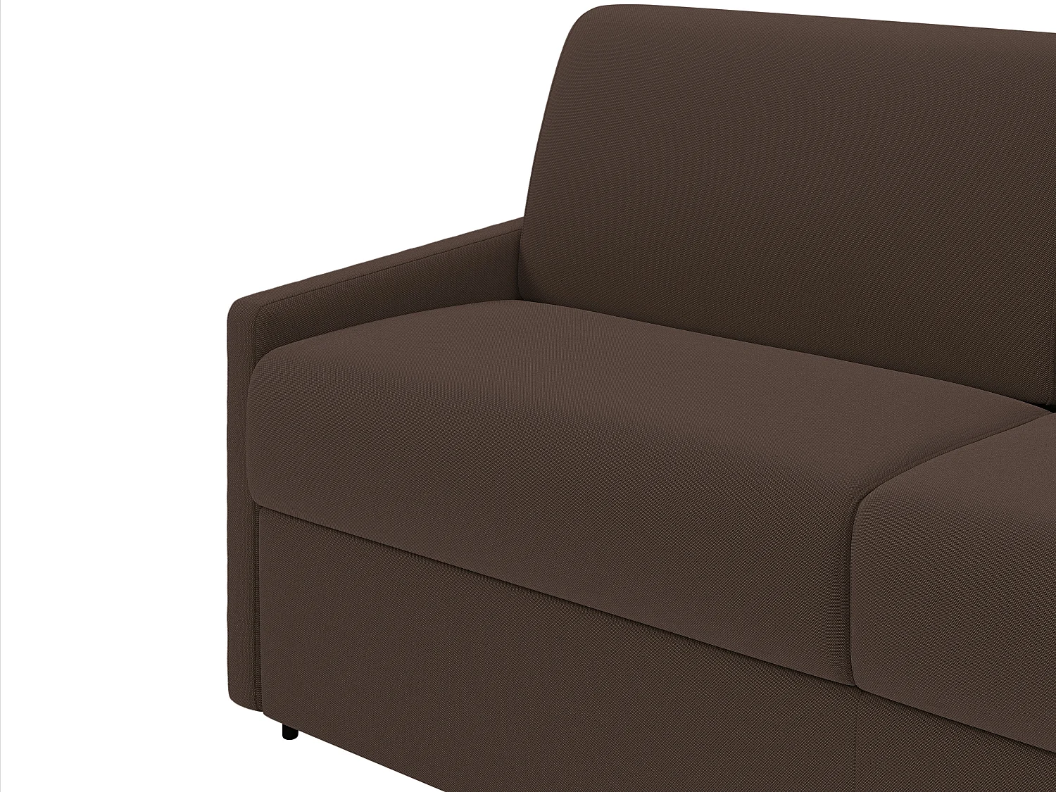 Tweezits express bedbank van stof CALIFE - Bruin - Slaap afmeting 120  cm - Matras met vormgeheugen 22 cm