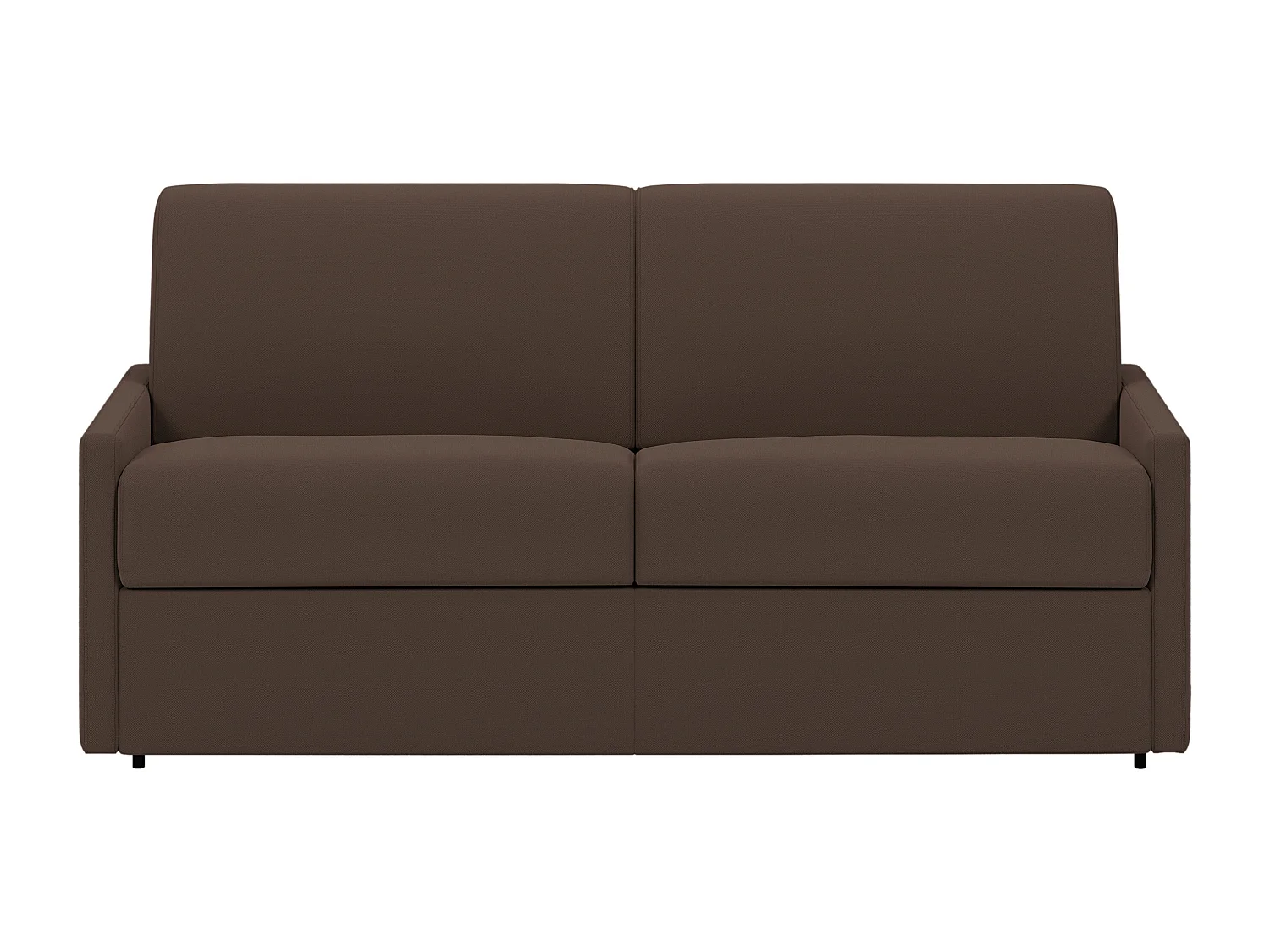 Canapé 2 places convertible express en tissu marron - Couchage 120 cm - Matelas 22 cm avec mémoire de forme CALIFE