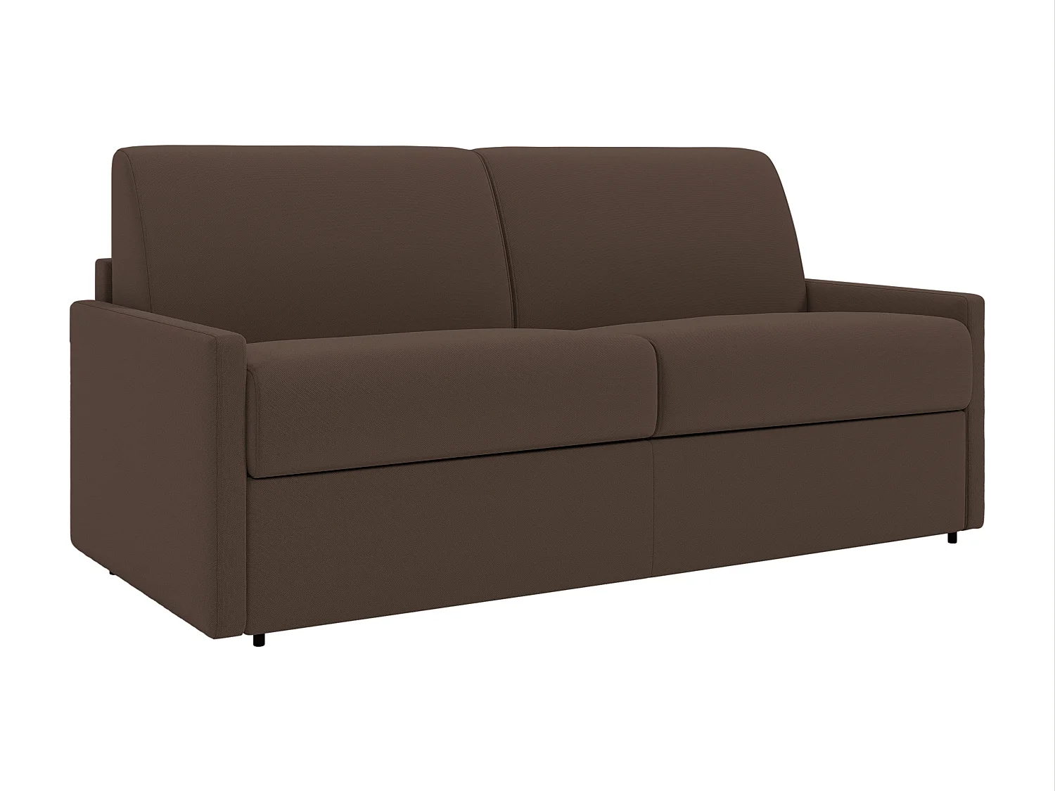 Canapé 2 places convertible express en tissu marron - Couchage 120 cm - Matelas 22 cm avec mémoire de forme CALIFE