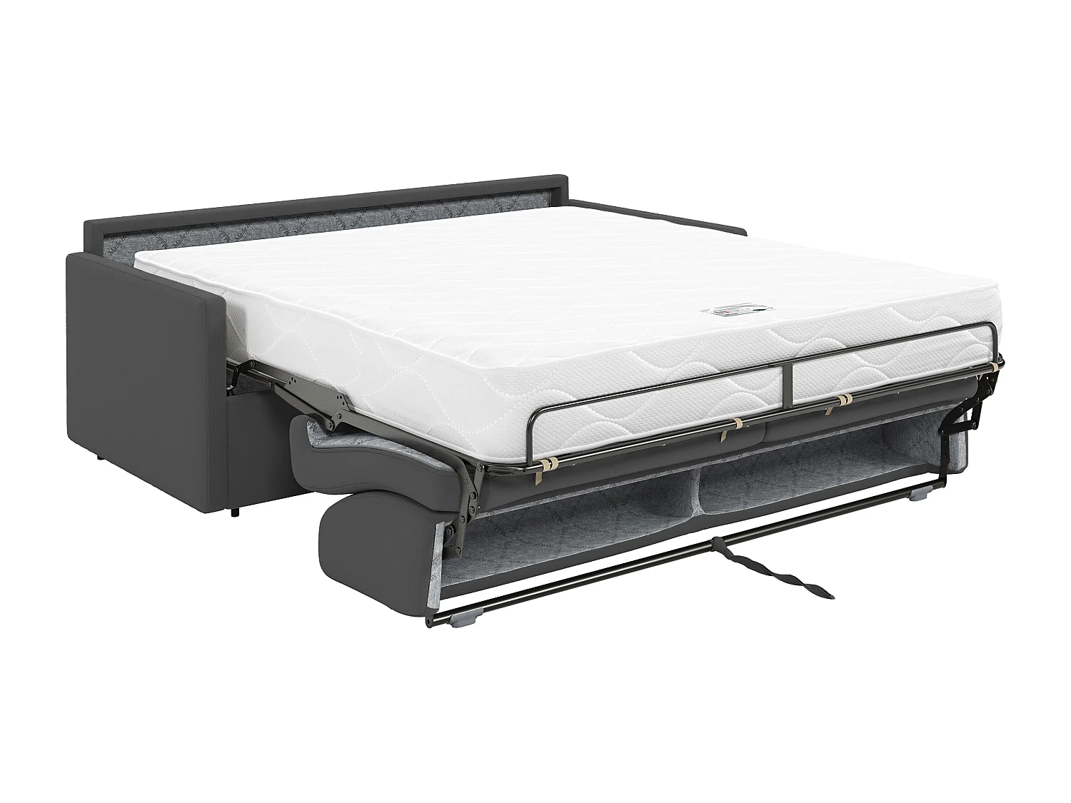 Canapé 3 places  convertible express en tissu gris - Couchage 140 cm - Matelas 22 cm avec mémoire de forme CALIFE