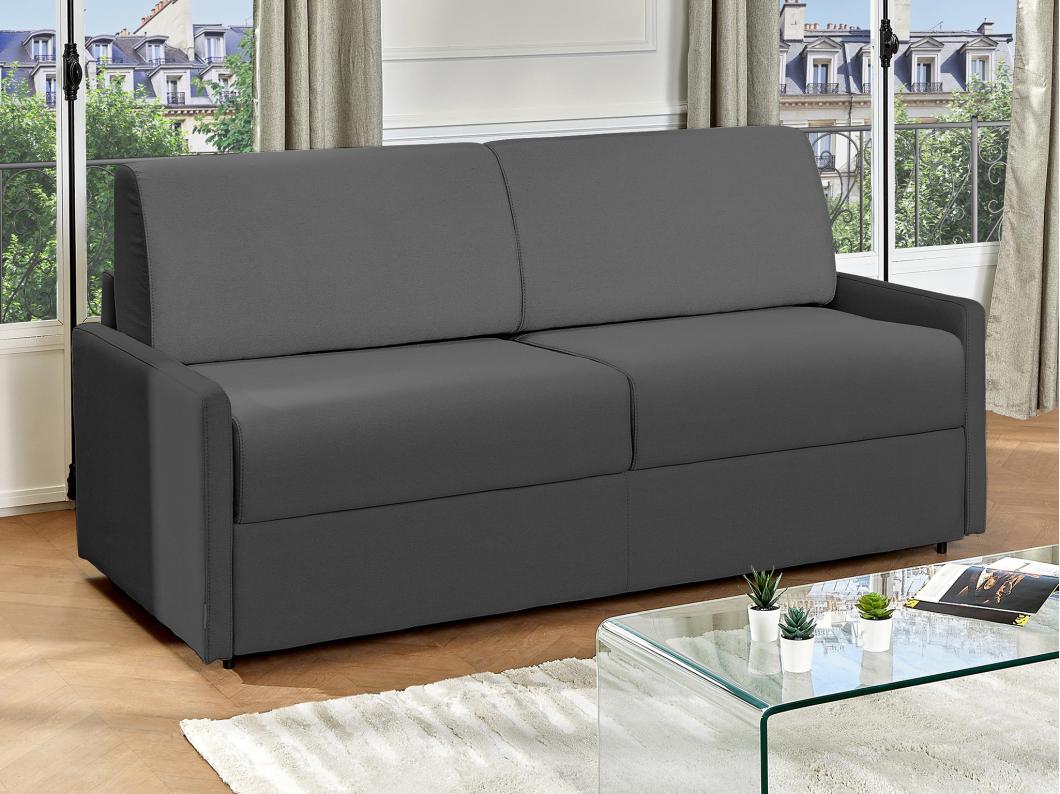 Schlafsofa 4-Sitzer - Liegefläche: 160 cm - Matratzenhöhe: 22 cm - Stoff - Grau - CALIFE