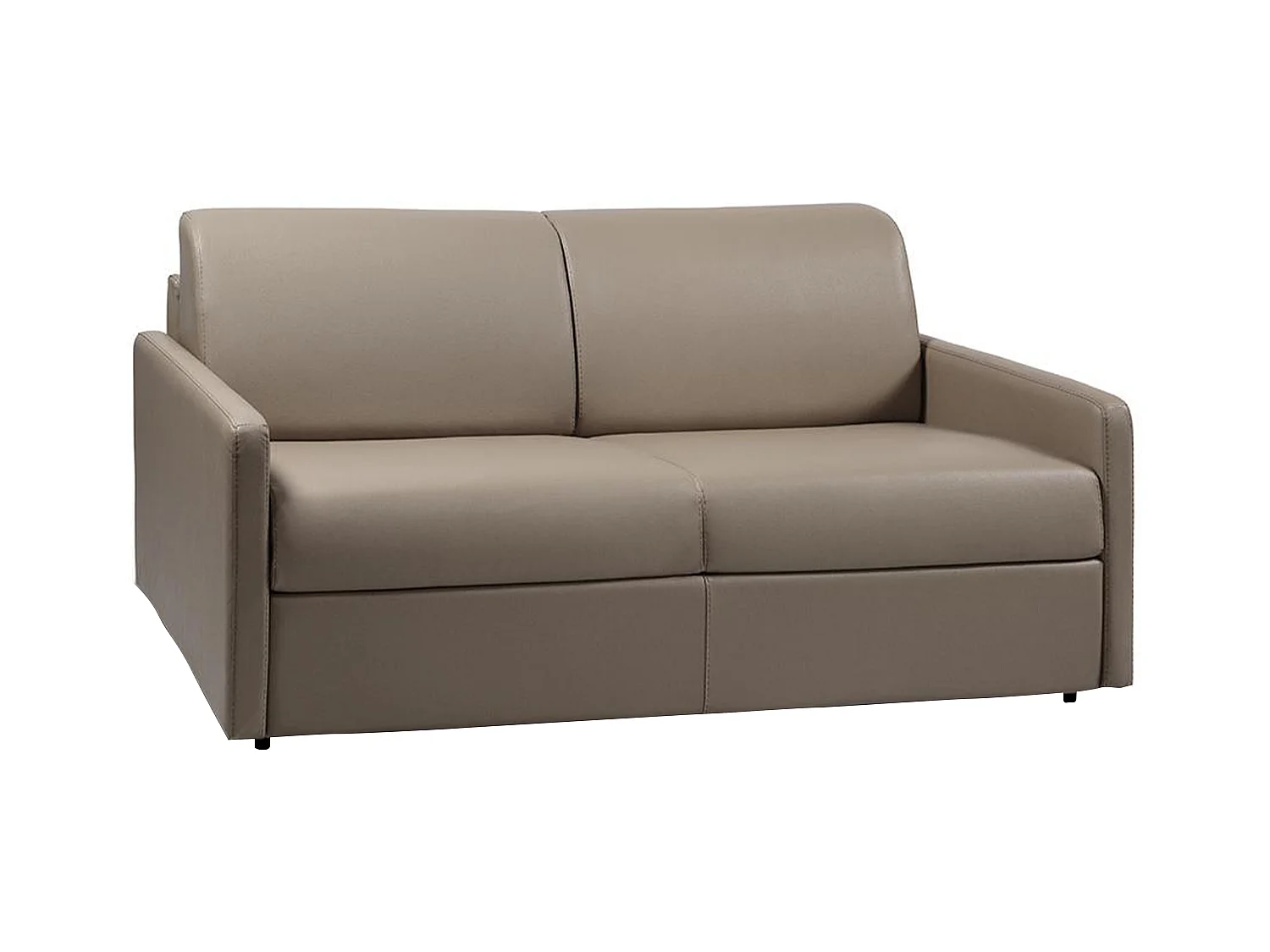 Driezits express bedbank van kunstleer CALIFE - Taupe - Slaap afmeting 140  cm - matras 14 cm