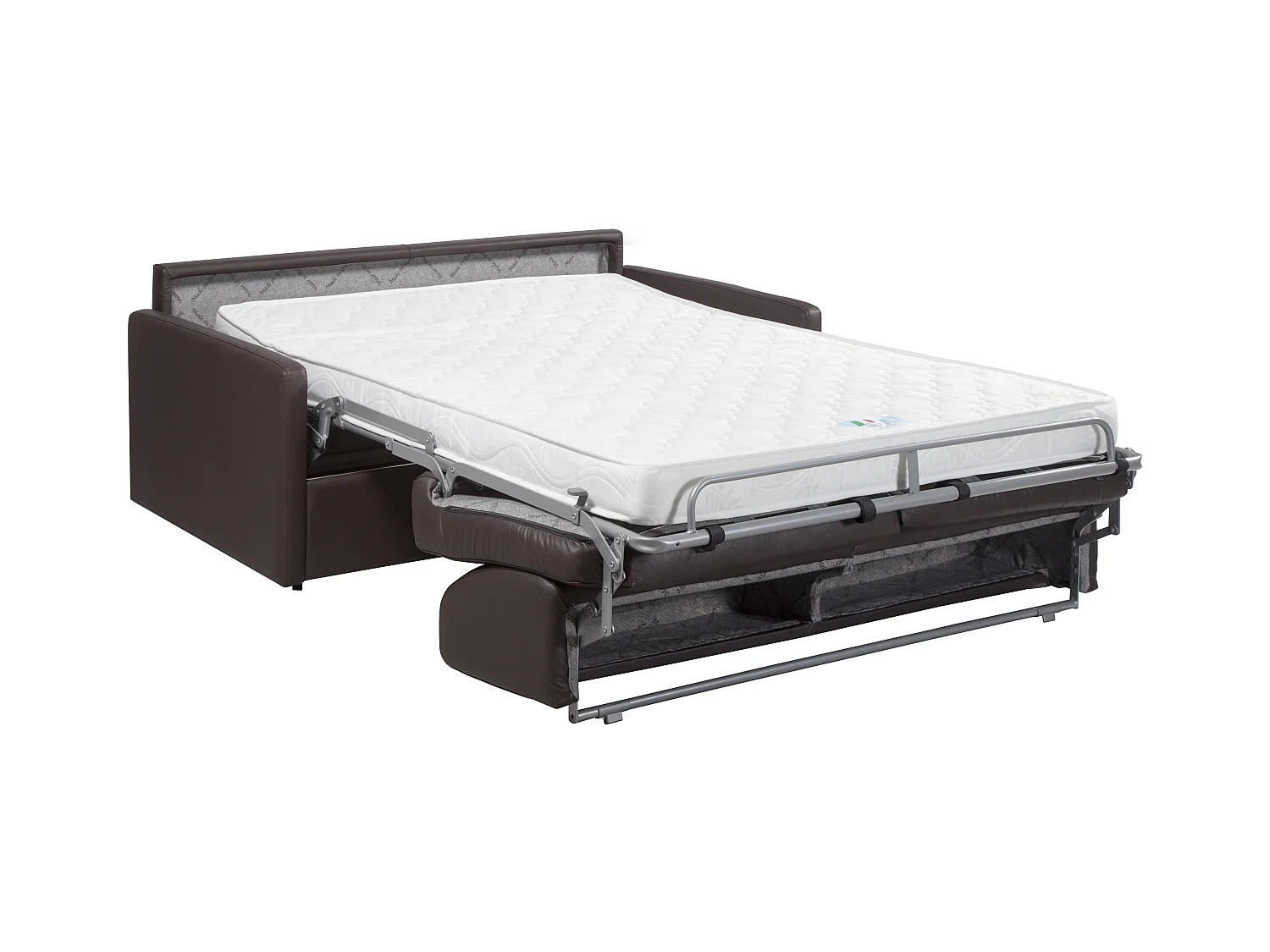 Driezits express bedbank van kunstleer CALIFE - Taupe - Slaap afmeting 140  cm - matras 14 cm