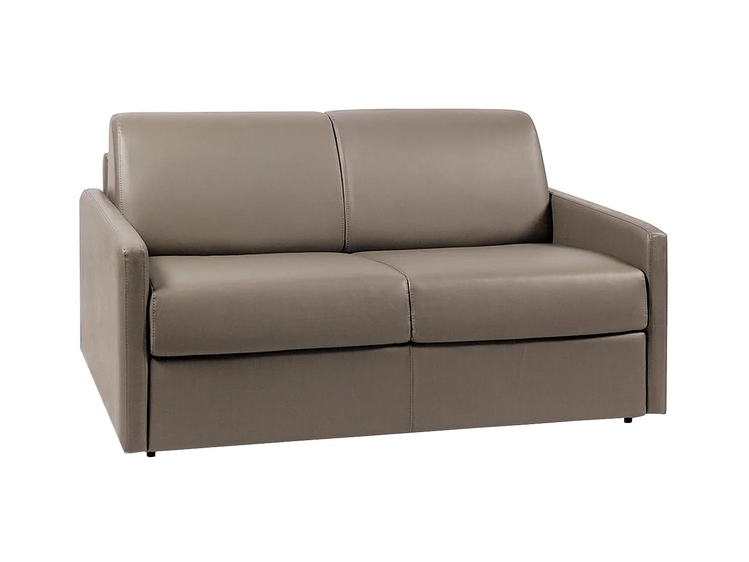 Sofá de 2 lugares rapidamente convertível em cama em pele sintética Taupe - Cama de 120 cm e Colchão de 22 cm com memória de forma - CALIFE