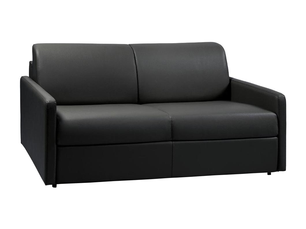 Divano letto 3 posti a ribalta in similpelle Nero - Larghezza Materasso 140 cm - Spessore da 14 cm - CALIFE