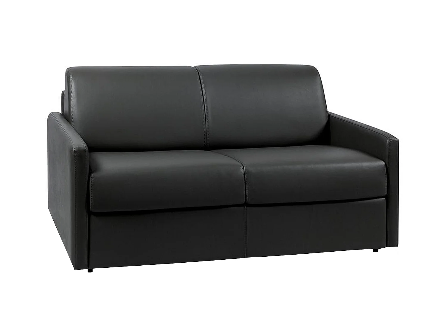 2-seters sovesofa med hurtigtrekk i svart skai - Soveplass 120 cm - Madrass 18 cm CALIFE