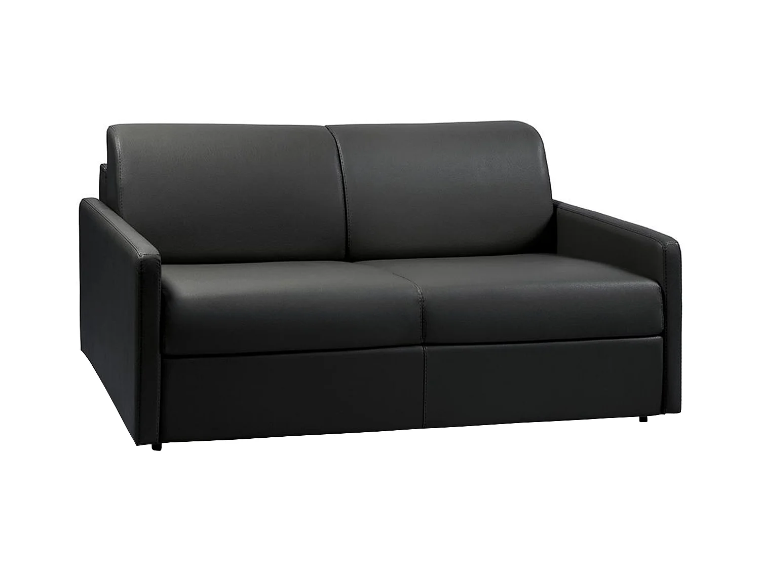 Kanapa 3-osobowa z ekspresowym mechanizmem rozkładania z ekoskóry CALIFE - Kolor: czarny - Wymiary miejsca do spania: 140 cm - Materac 22 cm z pamięcią kształtu