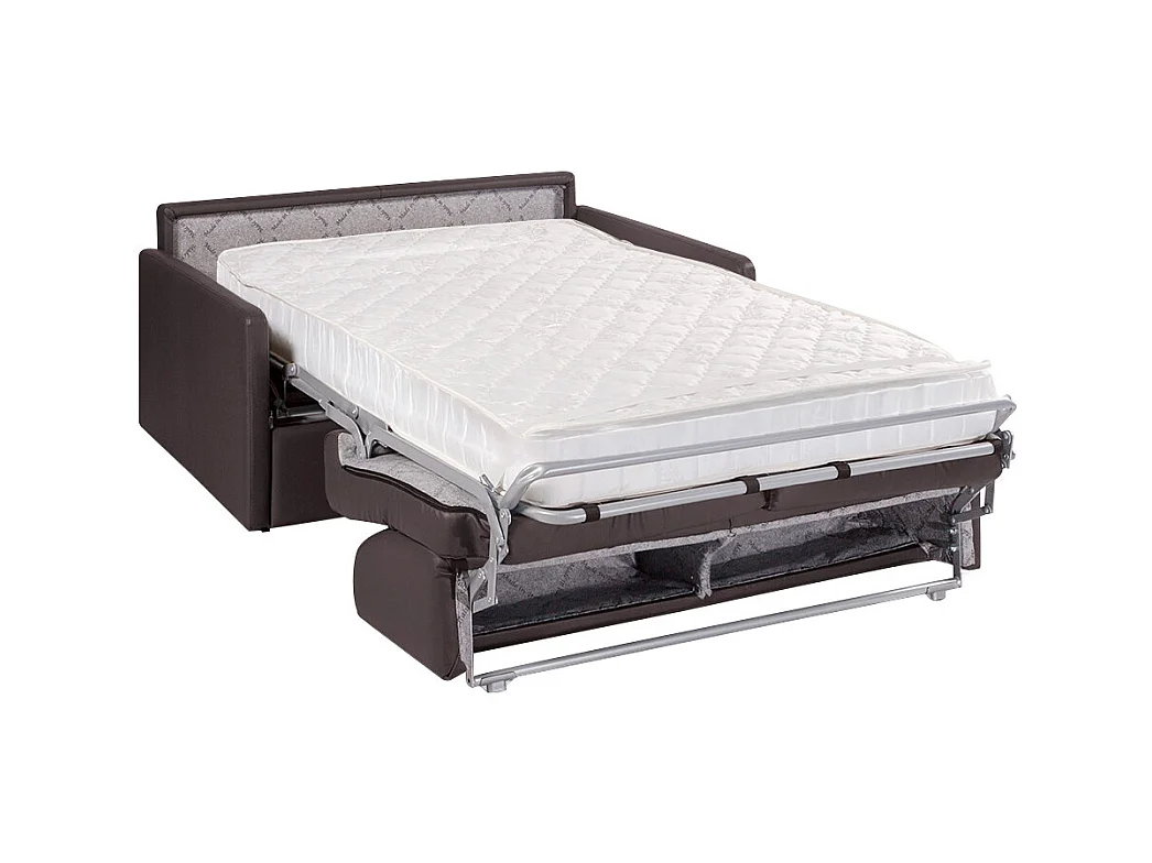 Tweezits express bedbank van kunstleer CALIFE - Grijs - Slaap afmeting 120  cm - matras 18 cm
