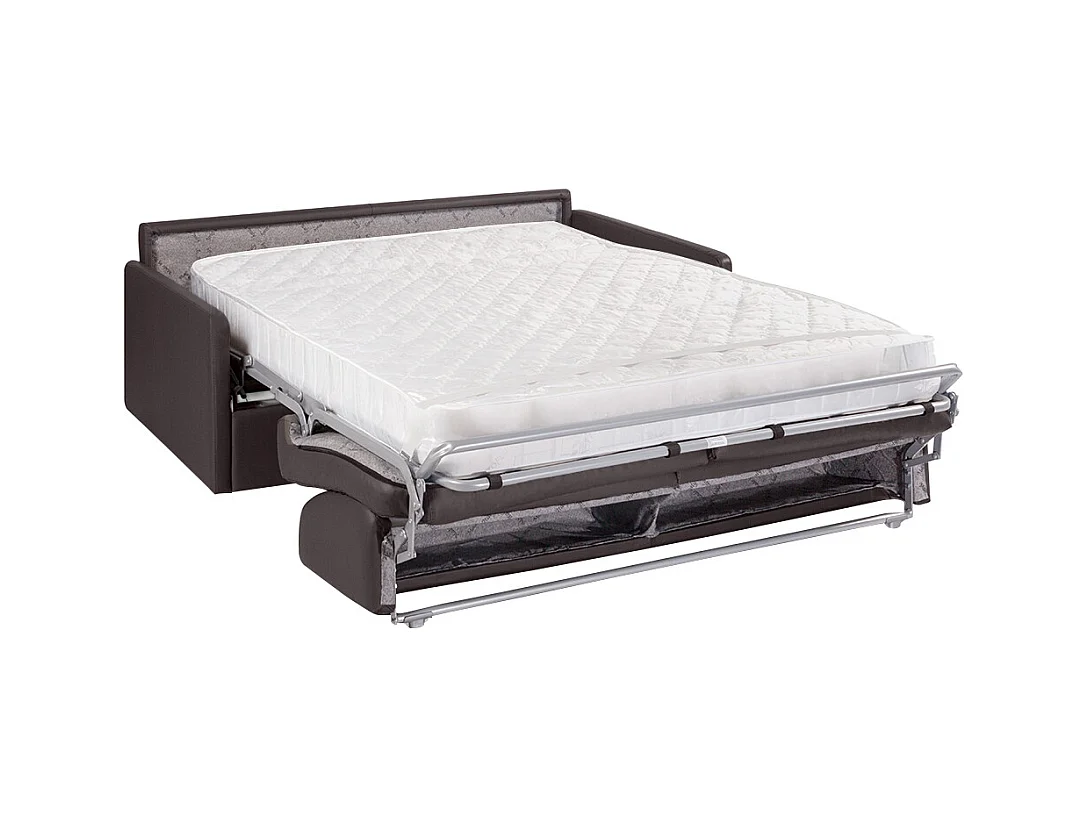 4-seters sovesofa med express-funksjon i grå kunstskinn - Soveplass 160 cm - Madrass 18 cm CALIFE