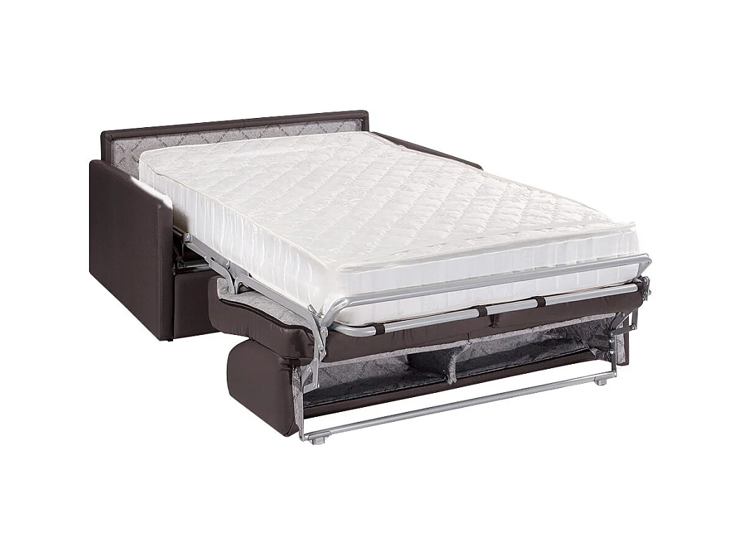 Canapé 2 places  convertible express en simili gris - Couchage 120 cm - Matelas 22 cm avec mémoire de forme CALIFE