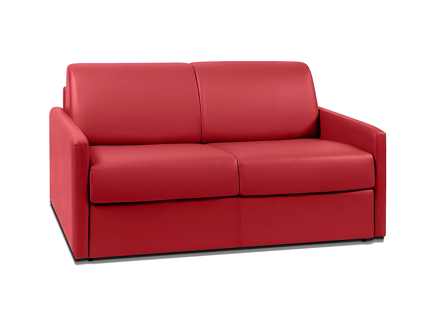 Tweezits express bedbank van kunstleer CALIFE - Rood - Slaap afmeting 120  cm - matras 18 cm