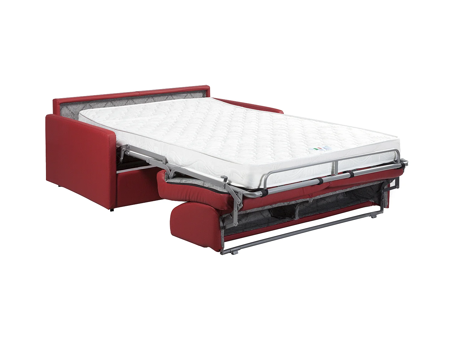 Sofá cama italiano 3 plazas piel sintética CALIFE - Rojo - Cama 140  cm - Colchón 18 cm