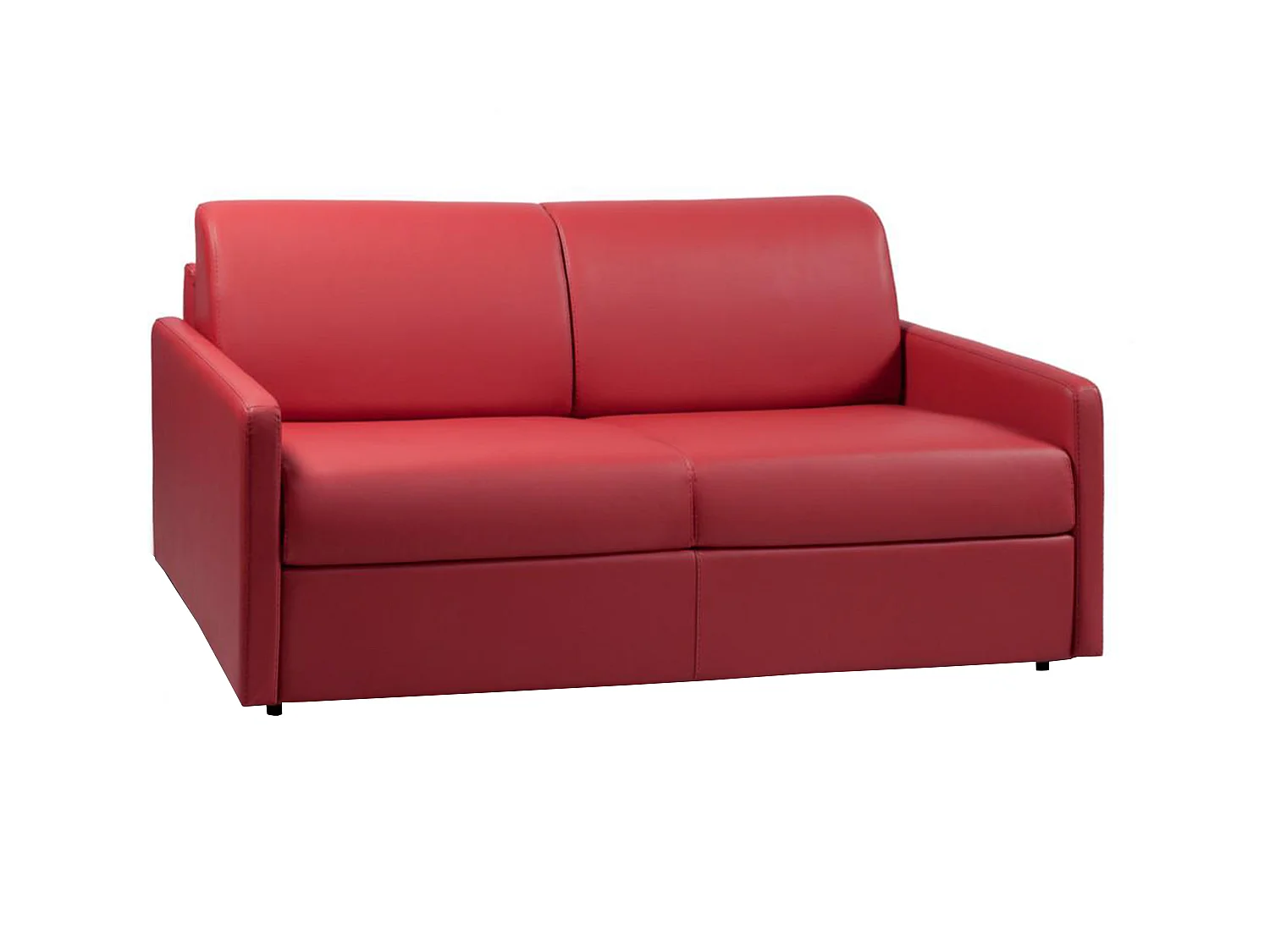 Canapé 3 places  convertible express en simili rouge - Couchage 140 cm - Matelas 22 cm avec mémoire de forme CALIFE