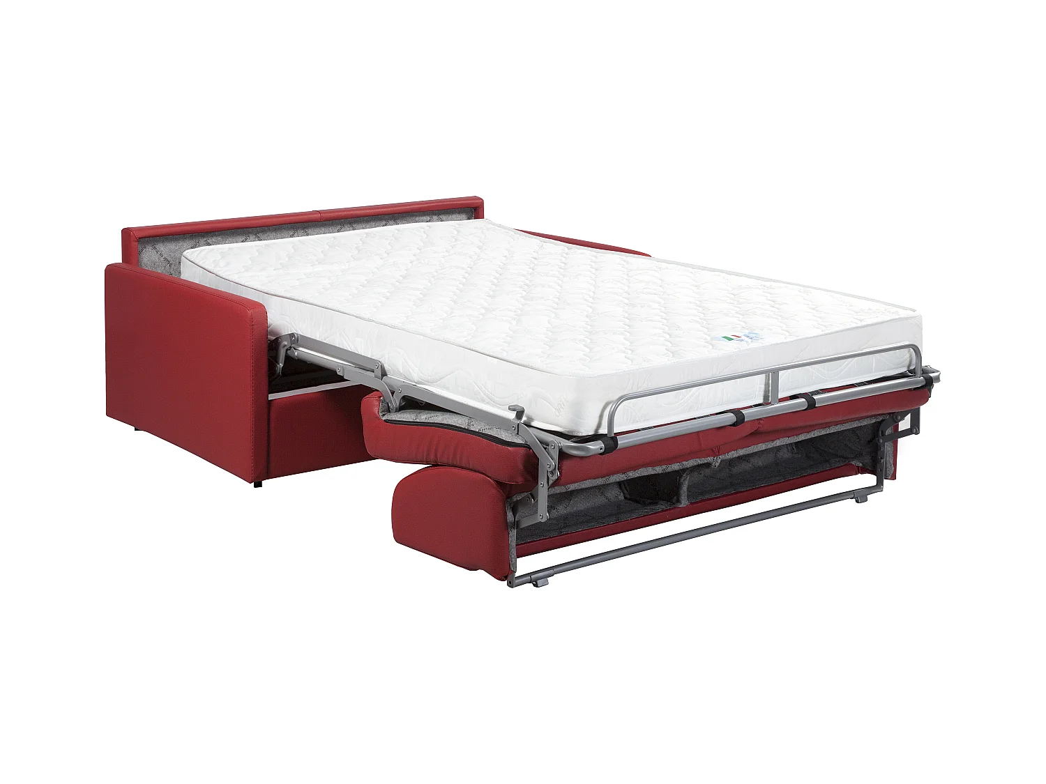 Canapé 3 places  convertible express en simili rouge - Couchage 140 cm - Matelas 22 cm avec mémoire de forme CALIFE